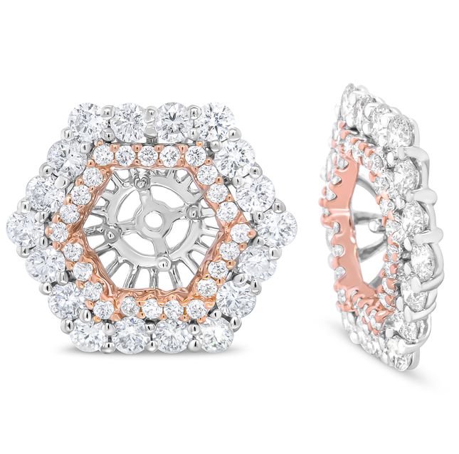 14K Two Tone Gold Diamond Halo Earring Jacket