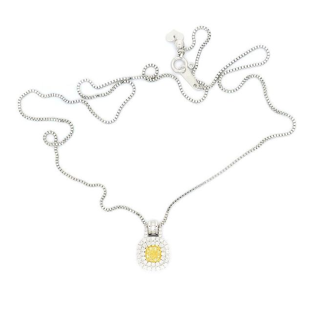 Yellow Cushion Platinum Neck Pendant – NP491