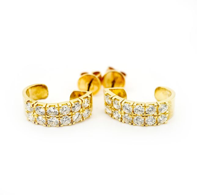 Dainty 18K Yellow Gold Diamond Hoop Like Studs