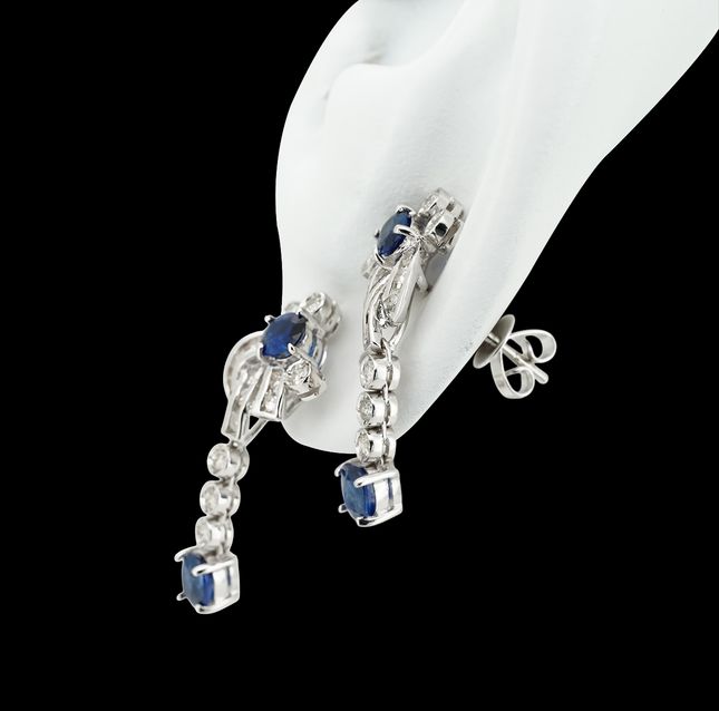 18K White gold Sapphire Drop Earrings LE2289