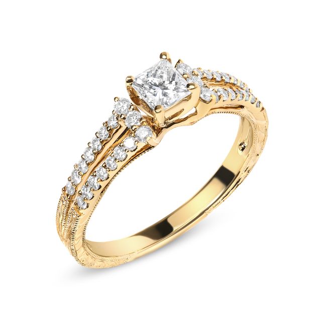 Princess Diamond Ring 14K Yellow Gold Ring