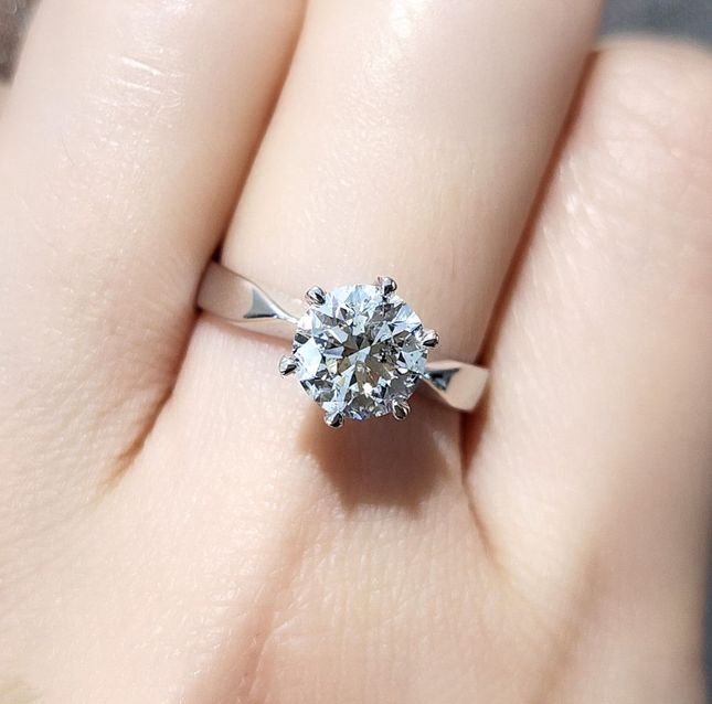 1.54ct Round Diamond Ring in 18K White Gold