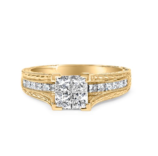 14K Yellow Gold Princess Ring