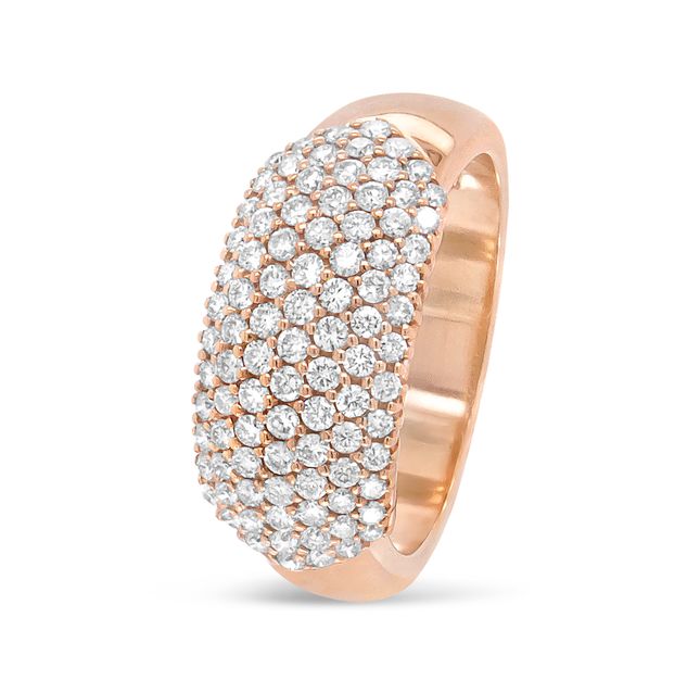 Diamond Dome Band 18K Rose Gold Ring