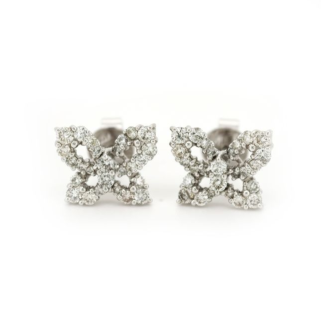 Butterfly 18K White Gold Diamond Ear Studs Pair