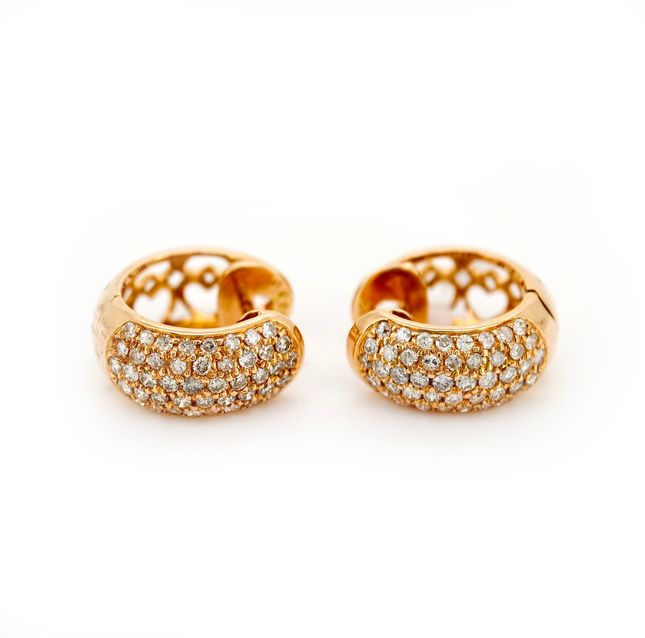 Cocktail 18KT Rose Gold Diamond Hoops