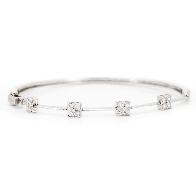 Diamond 0.38ct Round Bangle 18k White gold LBN274