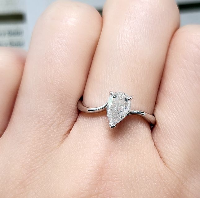 1.01 ct Solitaire Diamond-Style Ring in 18K White Gold / 55