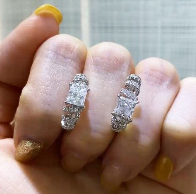 0.70ct Princess Diamond Earring Pair in 18K Gold