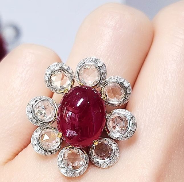 FlareBloom 18K Two Tone Ruby Ring – LR13347