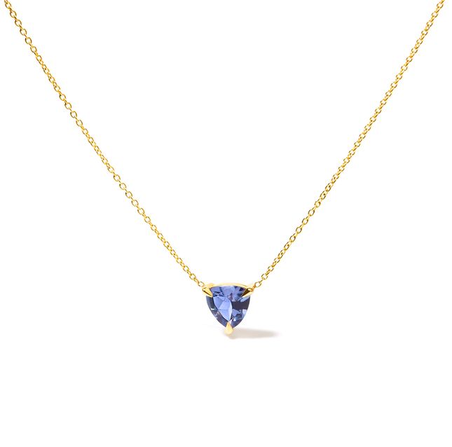 14K Yellow Gold Trillion Tanzanite Solitaire Pendant