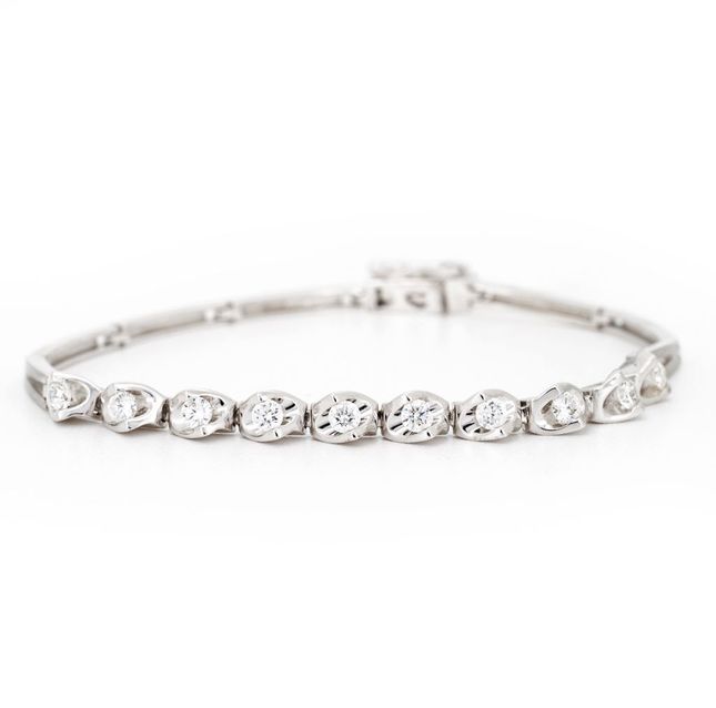 Half Tennis Diamond Bracelet 18k White gold LB805
